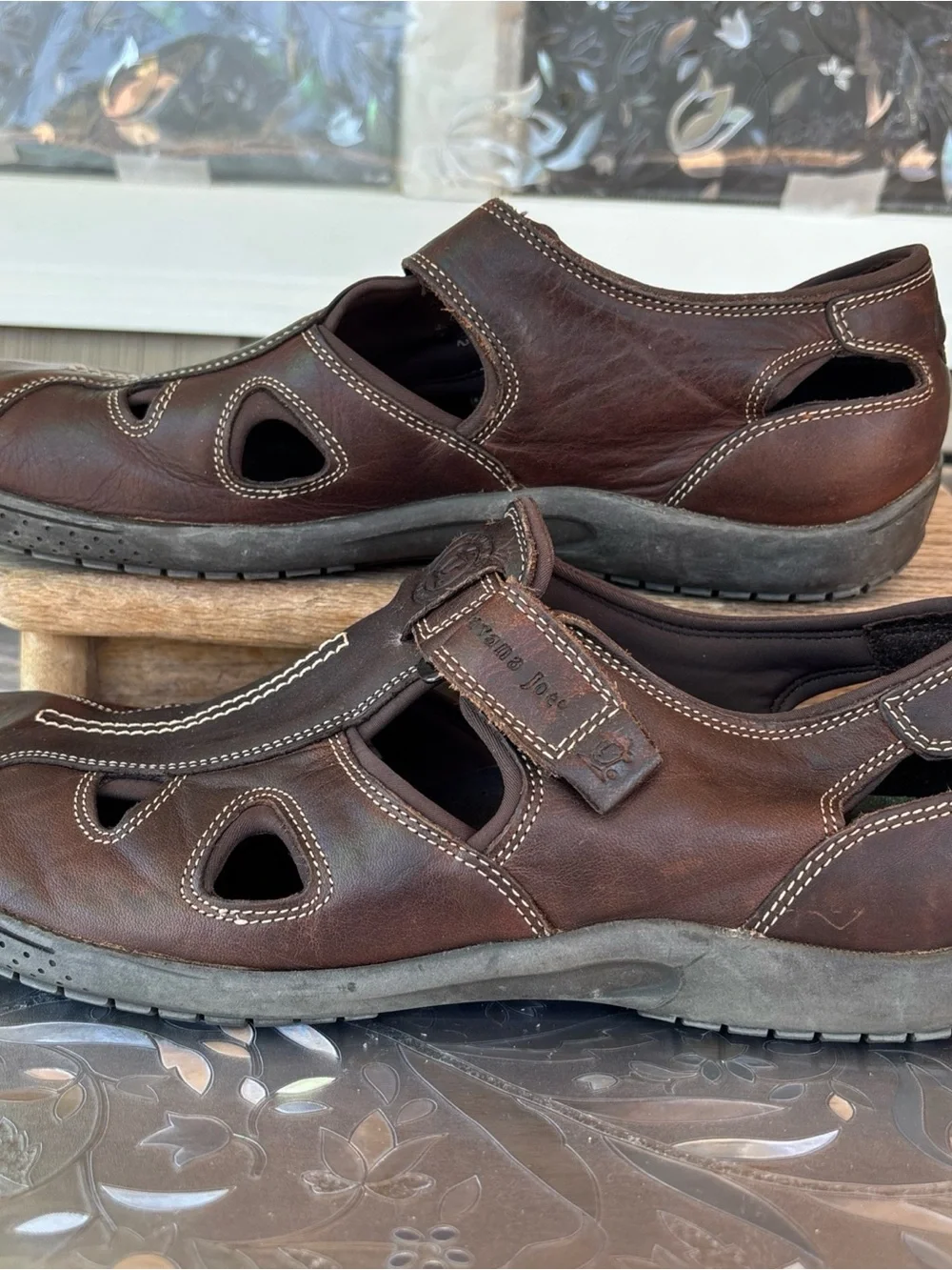 Men's Brown Leather Fisherman Sandals with Secure Strap Euro 44/US 11